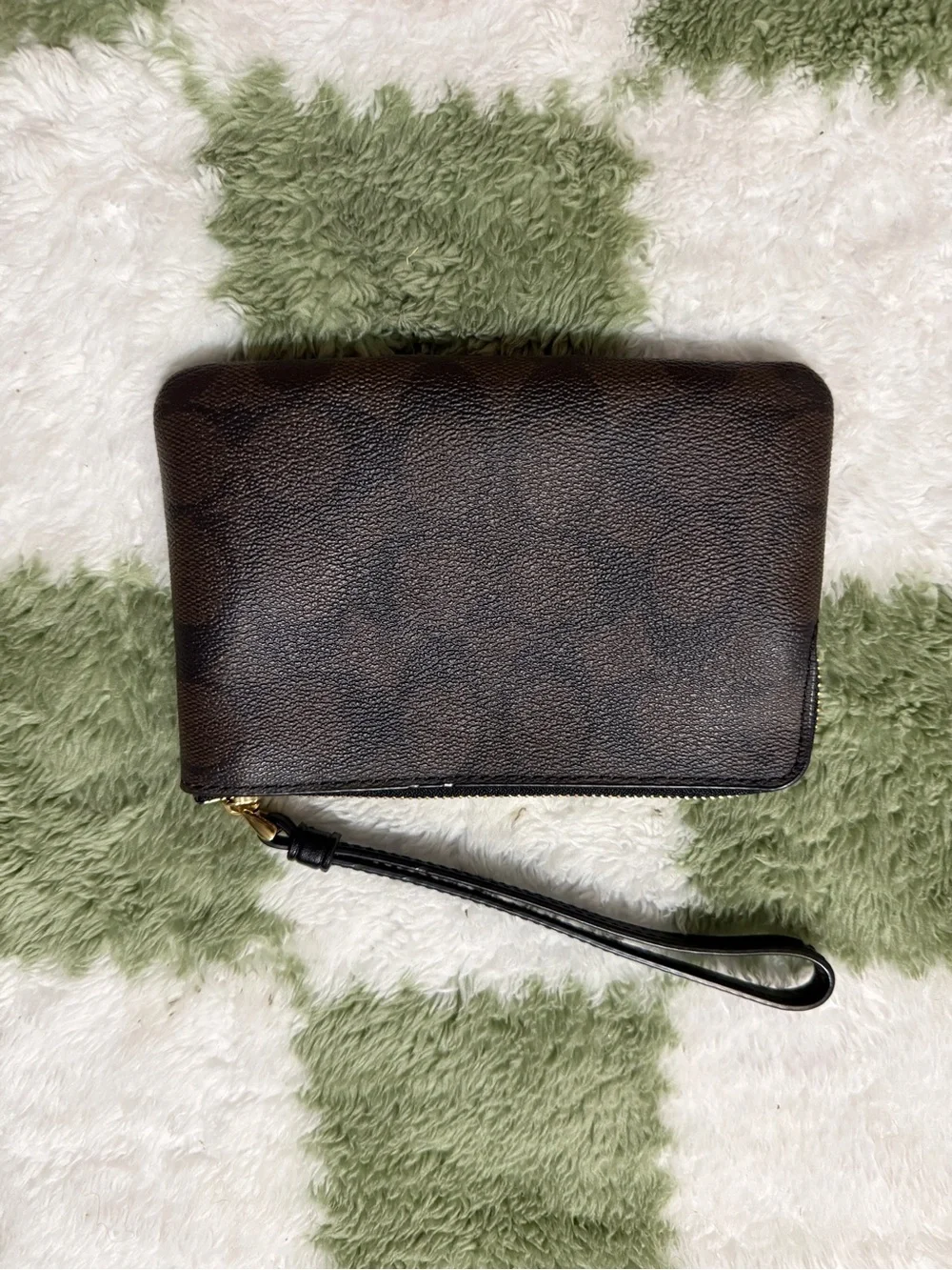 Coach Brown and Black Leather Zip Wristlet